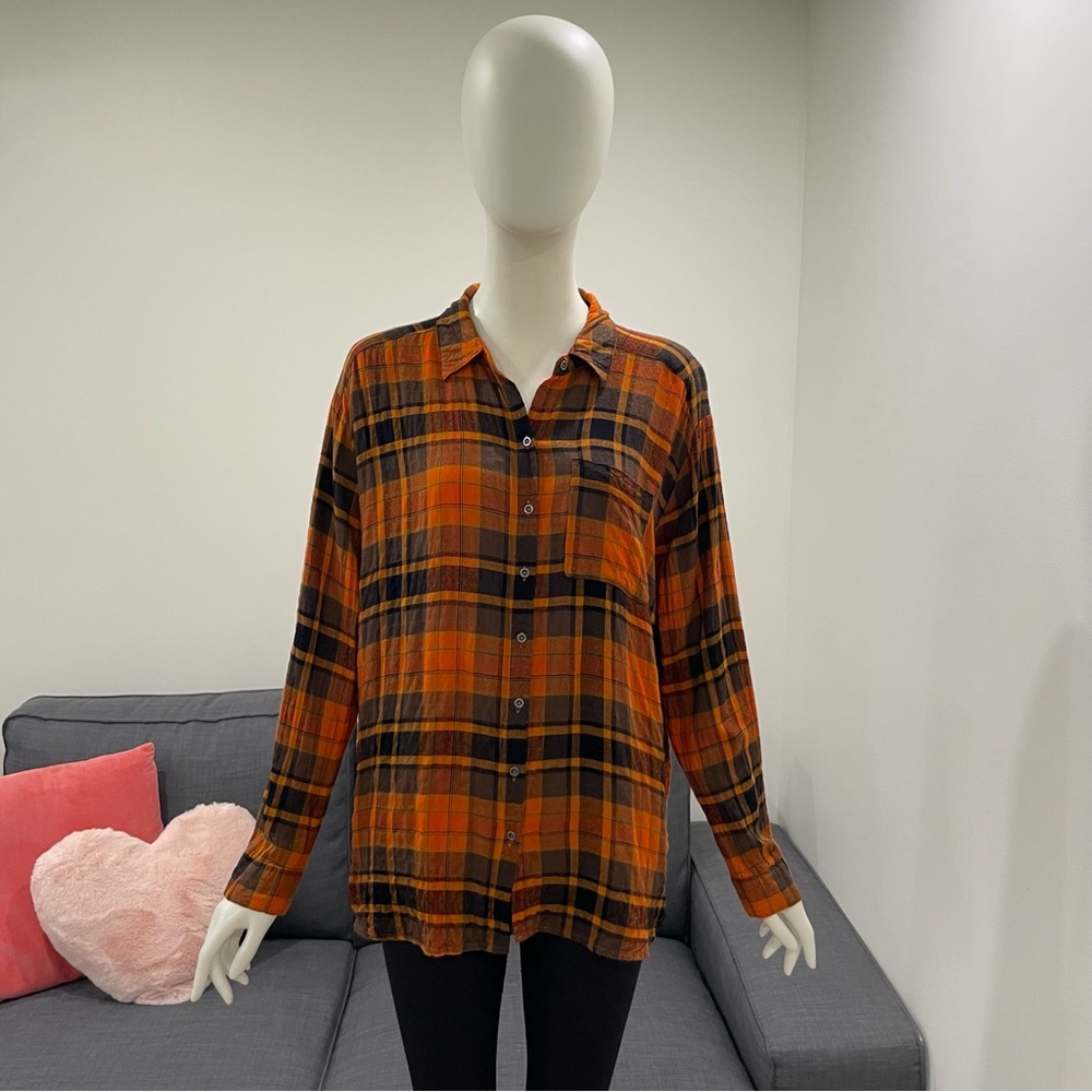 JANE AND DELANCEY Women's Plaid Shirt Size XL Lightweight Rayon